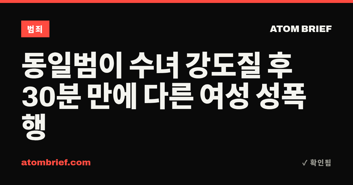 동일범이 수녀 강도질 후 30분 만에 다른 여성 성폭행