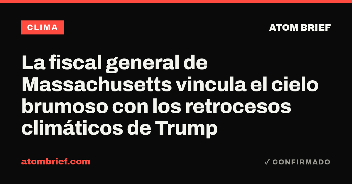 La fiscal general de Massachusetts vincula el cielo brumoso con los retrocesos climáticos de Trump