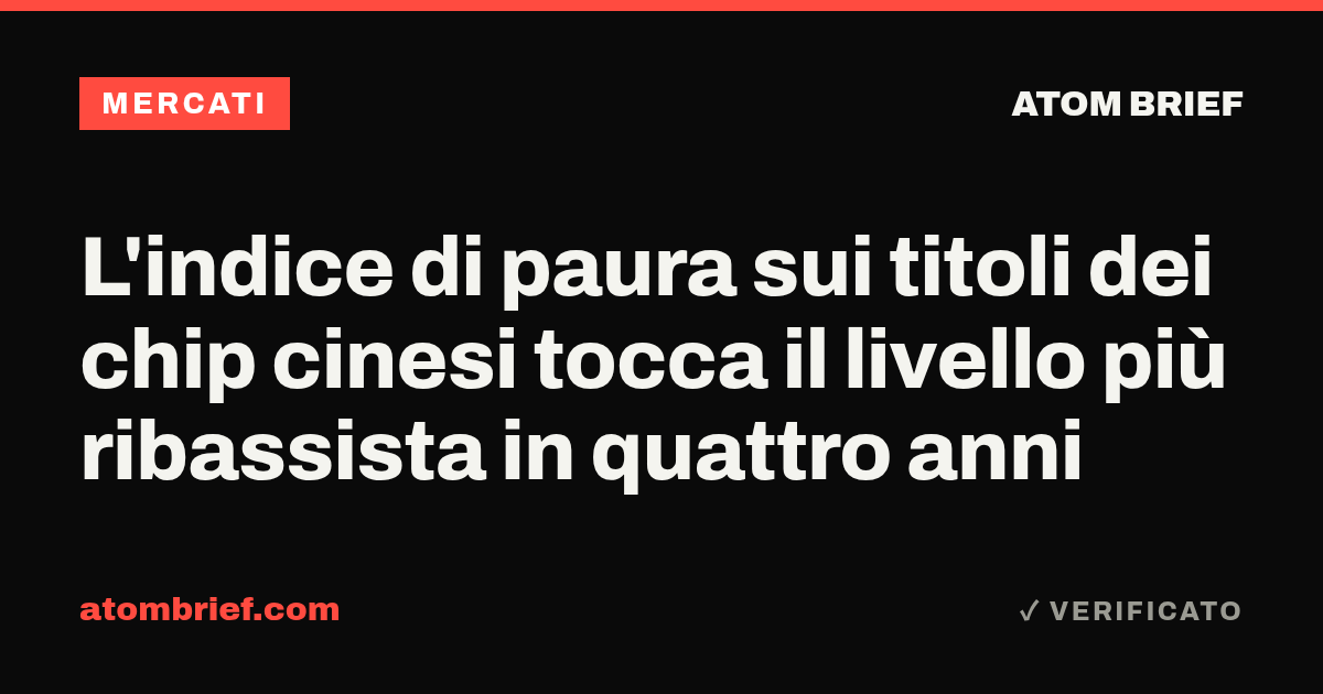 L'indice di paura sui titoli dei chip cinesi tocca il livello più ribassista in quattro anni