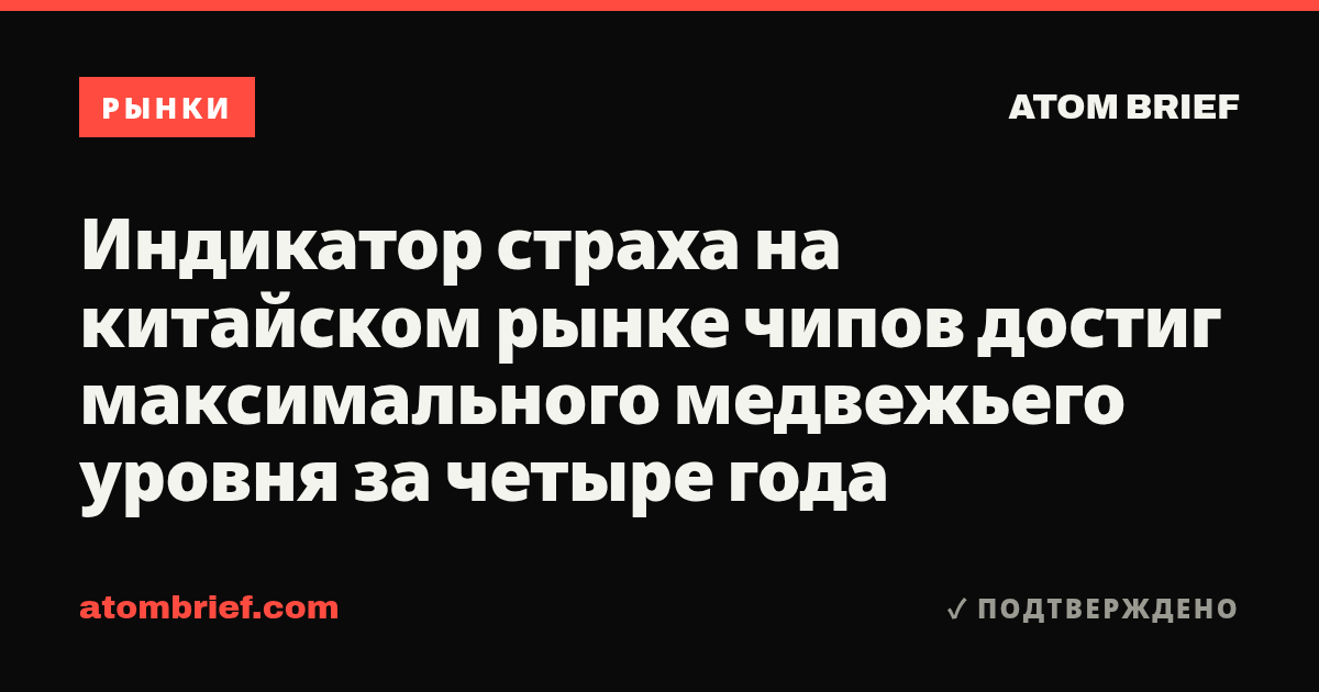 Индикатор страха на китайском рынке чипов достиг максимального медвежьего уровня за четыре года