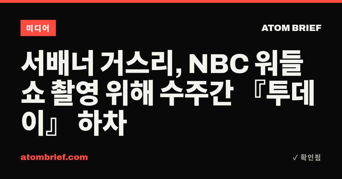 서배너 거스리, NBC 워들 쇼 촬영 위해 수주간 『투데이』 하차