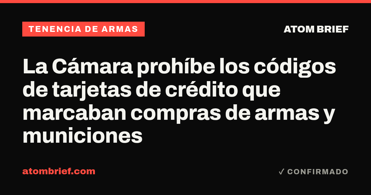 La Cámara prohíbe los códigos de tarjetas de crédito que marcaban compras de armas y municiones