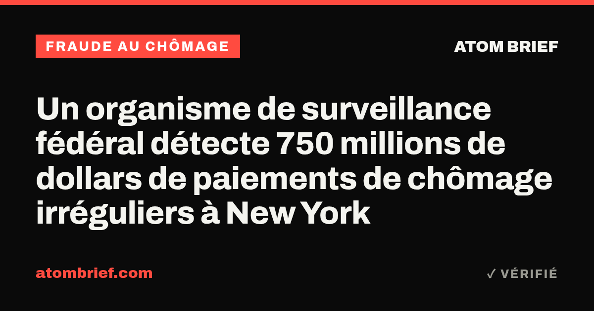 Un organisme de surveillance fédéral détecte 750 millions de dollars de paiements de chômage irréguliers à New York