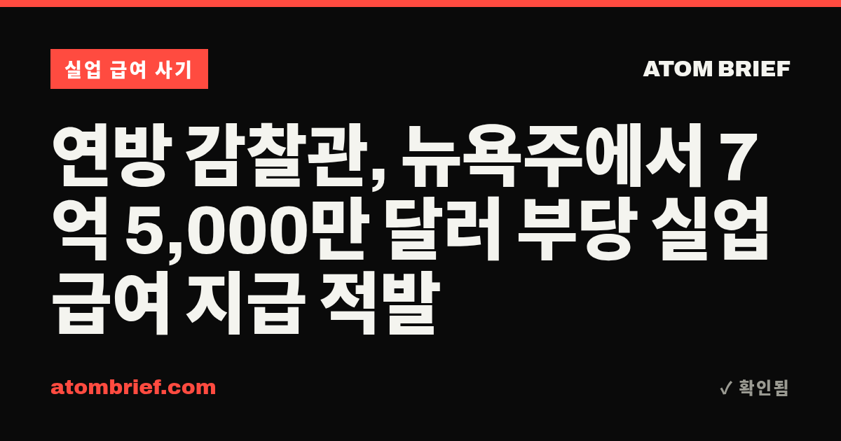 연방 감찰관, 뉴욕주에서 7억 5,000만 달러 부당 실업 급여 지급 적발