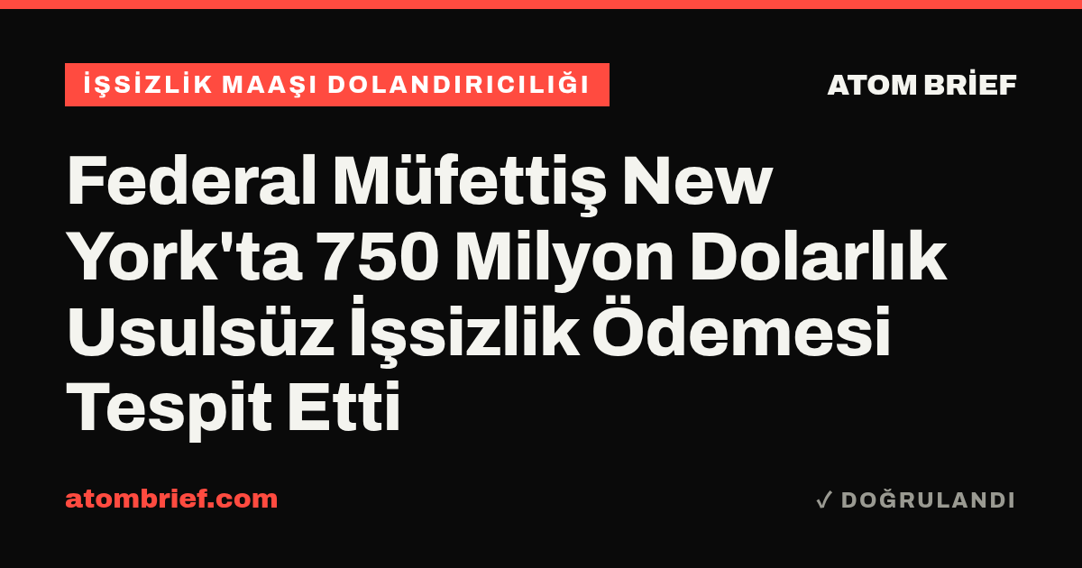 Federal Müfettiş New York'ta 750 Milyon Dolarlık Usulsüz İşsizlik Ödemesi Tespit Etti