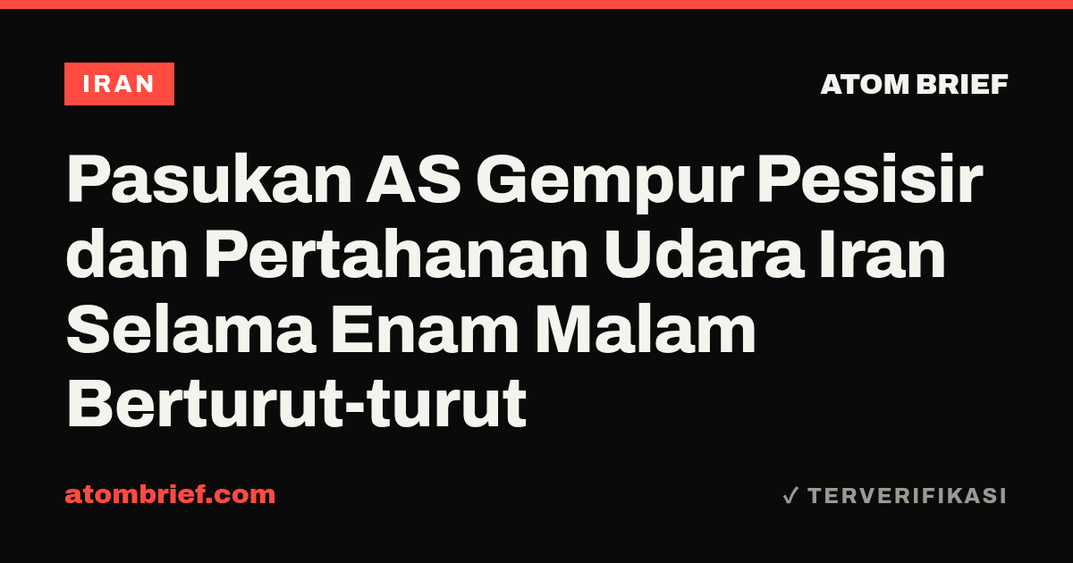 Pasukan AS Gempur Pesisir dan Pertahanan Udara Iran Selama Enam Malam Berturut-turut
