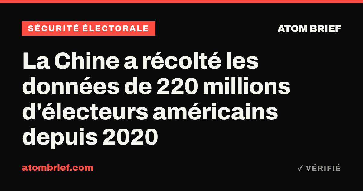 La Chine a récolté les données de 220 millions d'électeurs américains depuis 2020