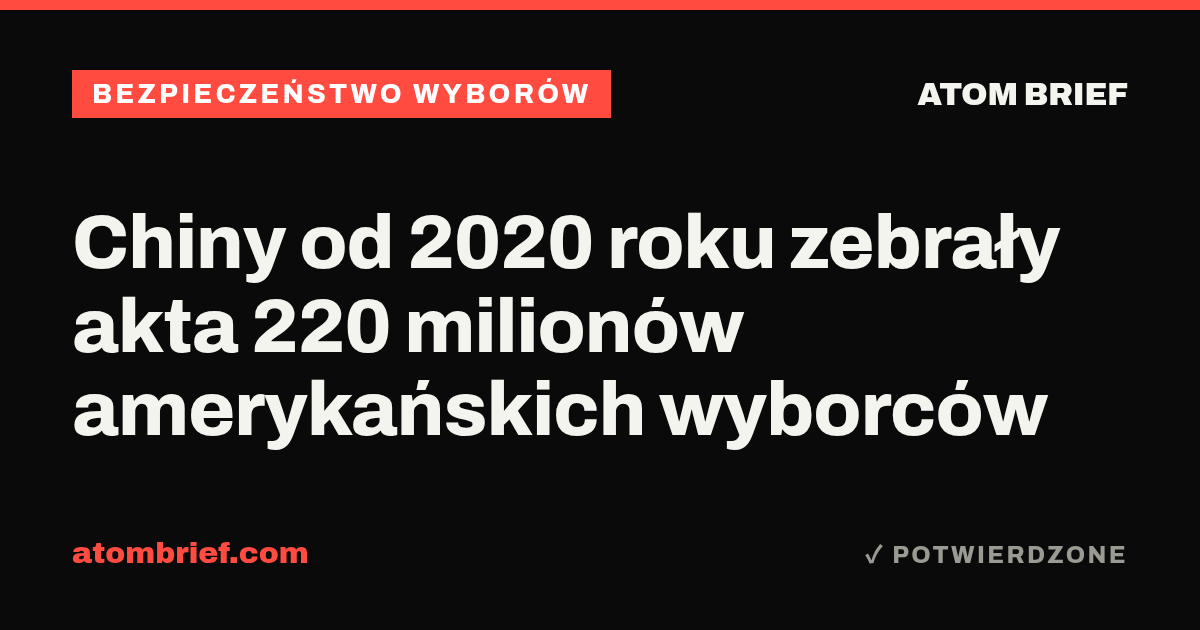 Chiny od 2020 roku zebrały akta 220 milionów amerykańskich wyborców