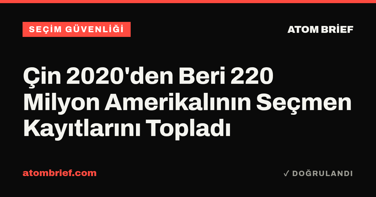 Çin 2020'den Beri 220 Milyon Amerikalının Seçmen Kayıtlarını Topladı