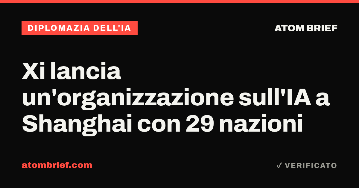 Xi lancia un'organizzazione sull'IA a Shanghai con 29 nazioni