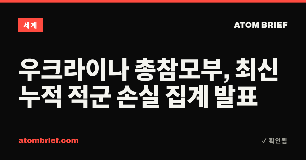 우크라이나 총참모부, 최신 누적 적군 손실 집계 발표