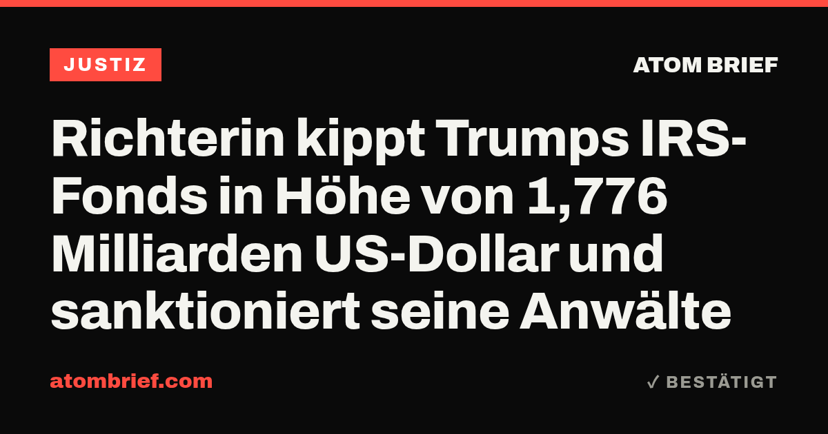 Richterin kippt Trumps IRS-Fonds in Höhe von 1,776 Milliarden US-Dollar und sanktioniert seine Anwälte