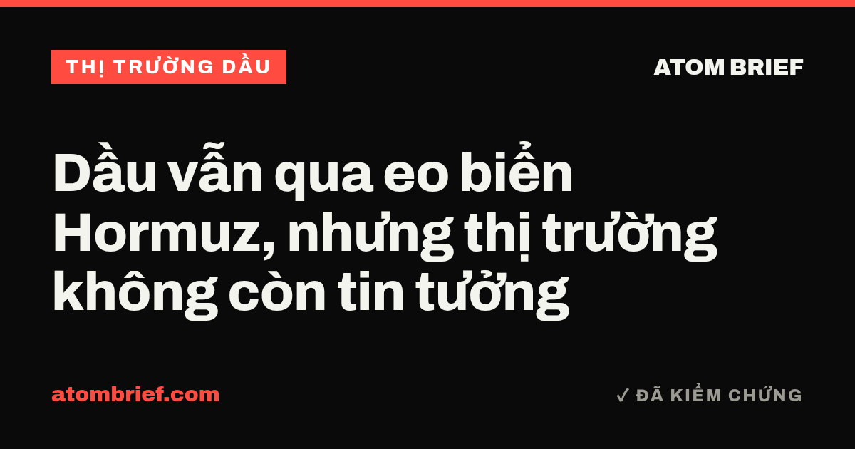 Dầu vẫn qua eo biển Hormuz, nhưng thị trường không còn tin tưởng