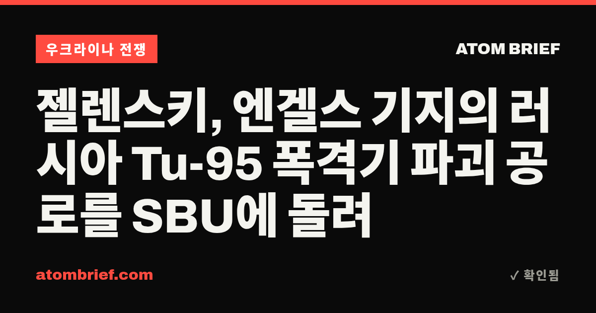 젤렌스키, 엔겔스 기지의 러시아 Tu-95 폭격기 파괴 공로를 SBU에 돌려