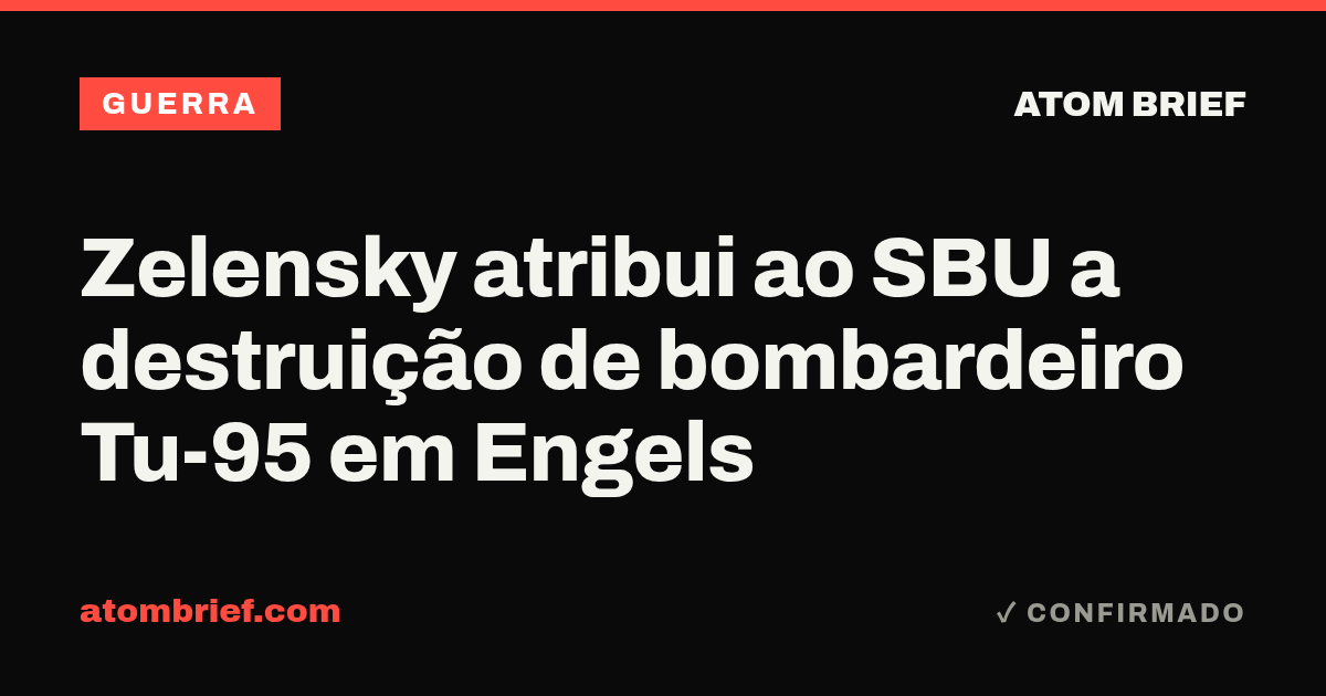 Zelensky atribui ao SBU a destruição de bombardeiro Tu-95 em Engels
