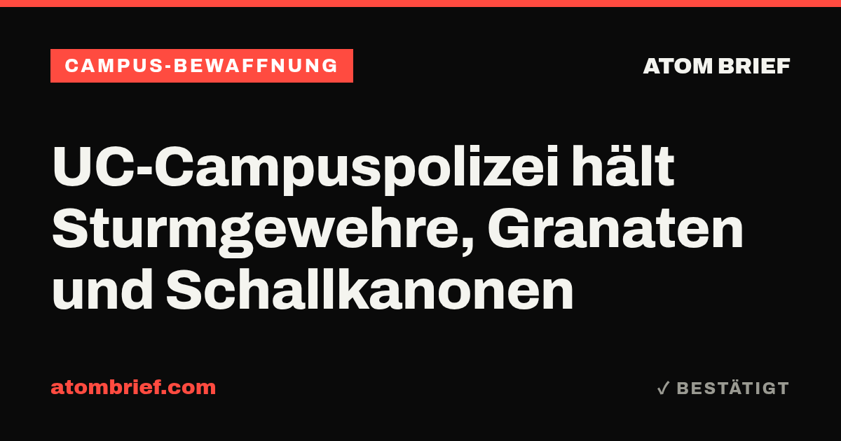 UC-Campuspolizei hält Sturmgewehre, Granaten und Schallkanonen