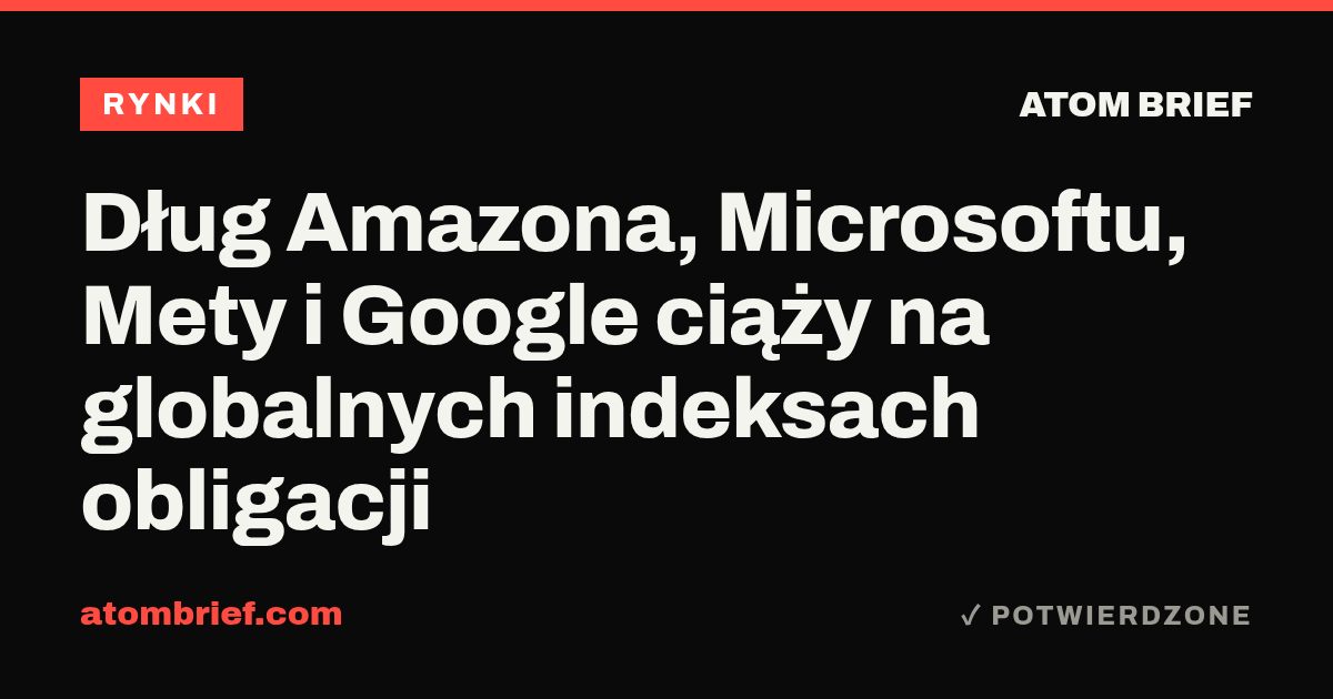 Dług Amazona, Microsoftu, Mety i Google ciąży na globalnych indeksach obligacji