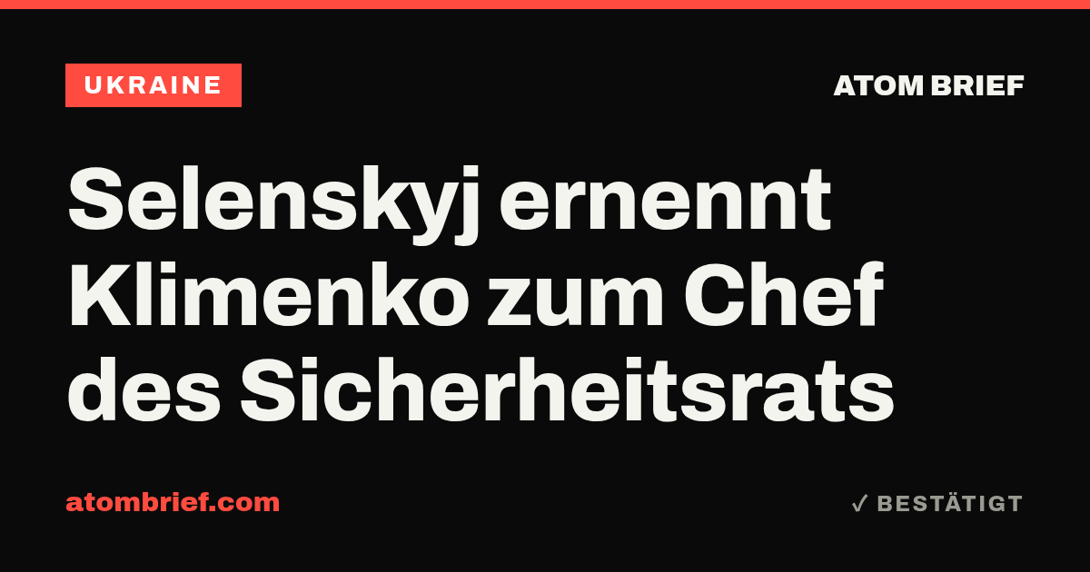 Selenskyj ernennt Klimenko zum Chef des Sicherheitsrats