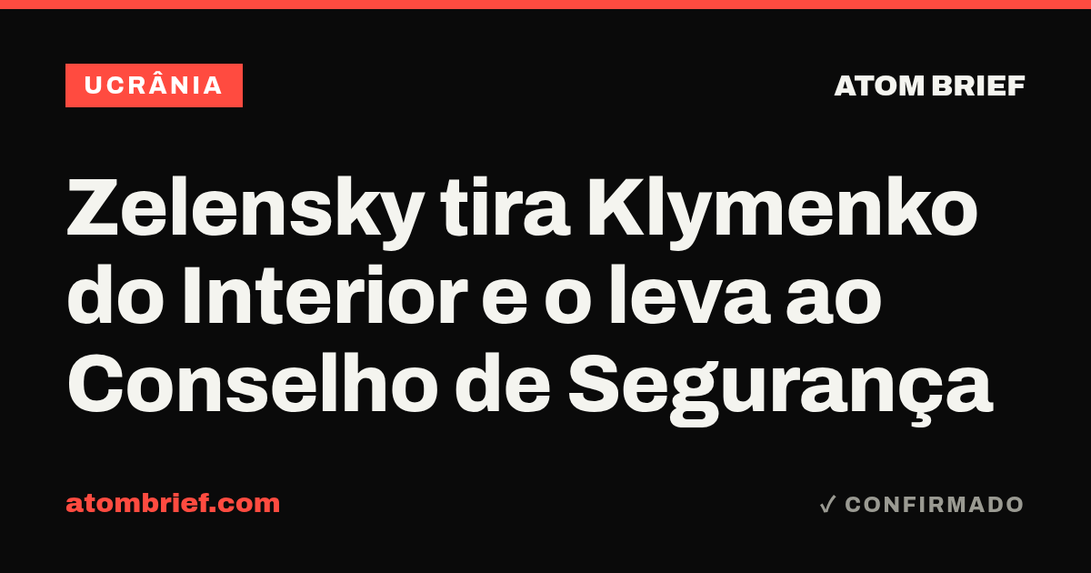 Zelensky tira Klymenko do Interior e o leva ao Conselho de Segurança
