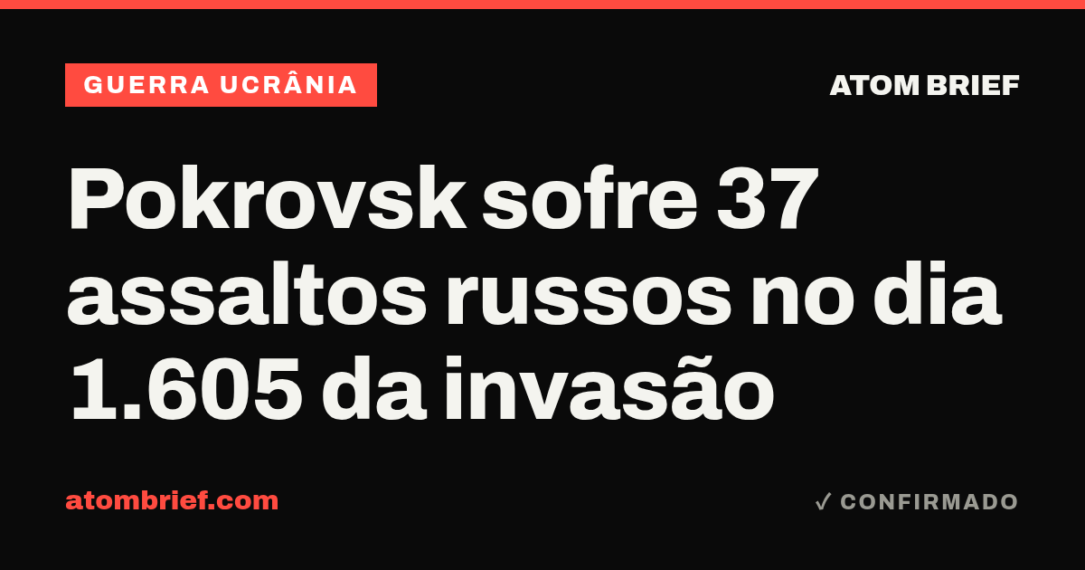 Pokrovsk sofre 37 assaltos russos no dia 1.605 da invasão