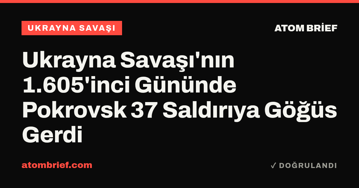 Ukrayna Savaşı'nın 1.605'inci Gününde Pokrovsk 37 Saldırıya Göğüs Gerdi