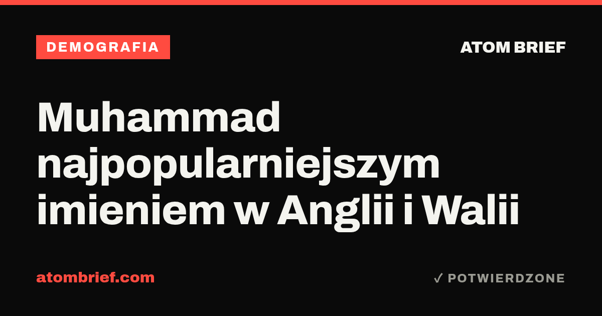 Muhammad najpopularniejszym imieniem w Anglii i Walii
