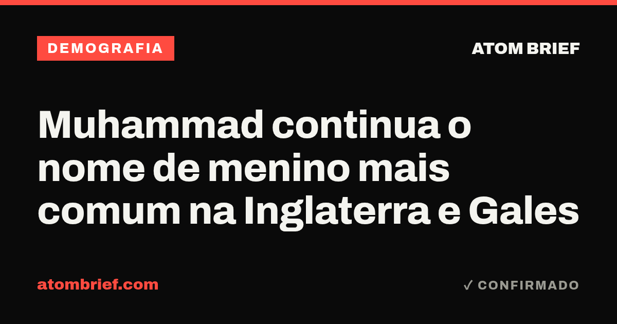 Muhammad continua o nome de menino mais comum na Inglaterra e Gales