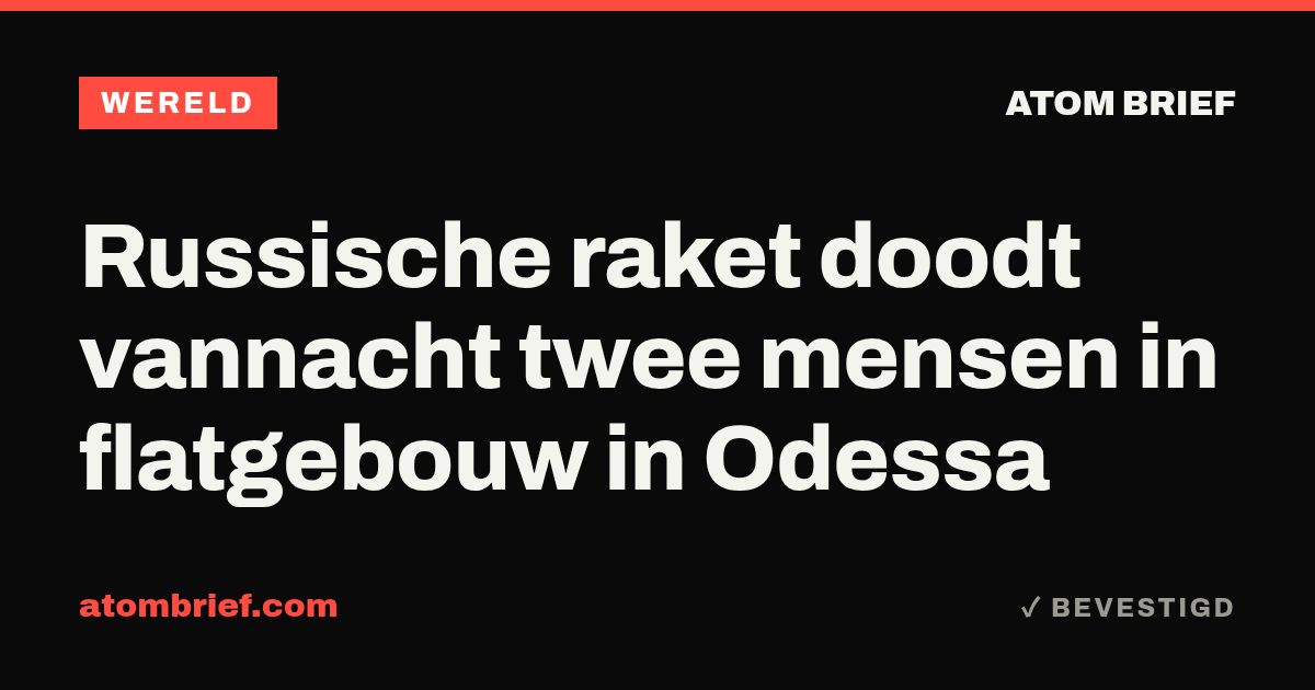 Russische raket doodt vannacht twee mensen in flatgebouw in Odessa