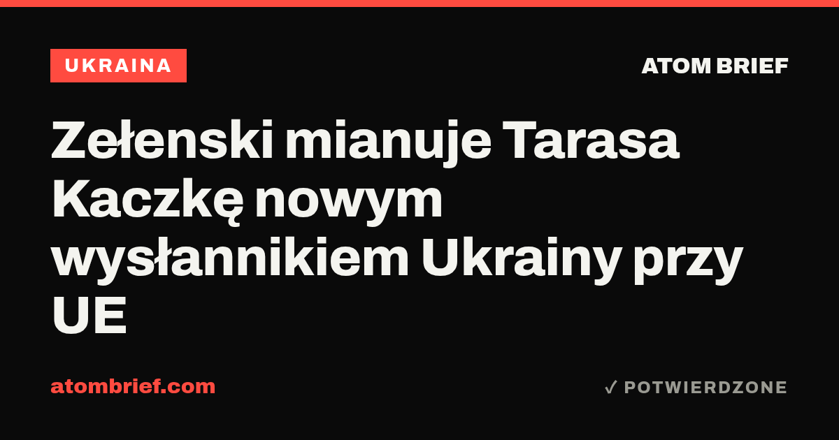 Zełenski mianuje Tarasa Kaczkę nowym wysłannikiem Ukrainy przy UE
