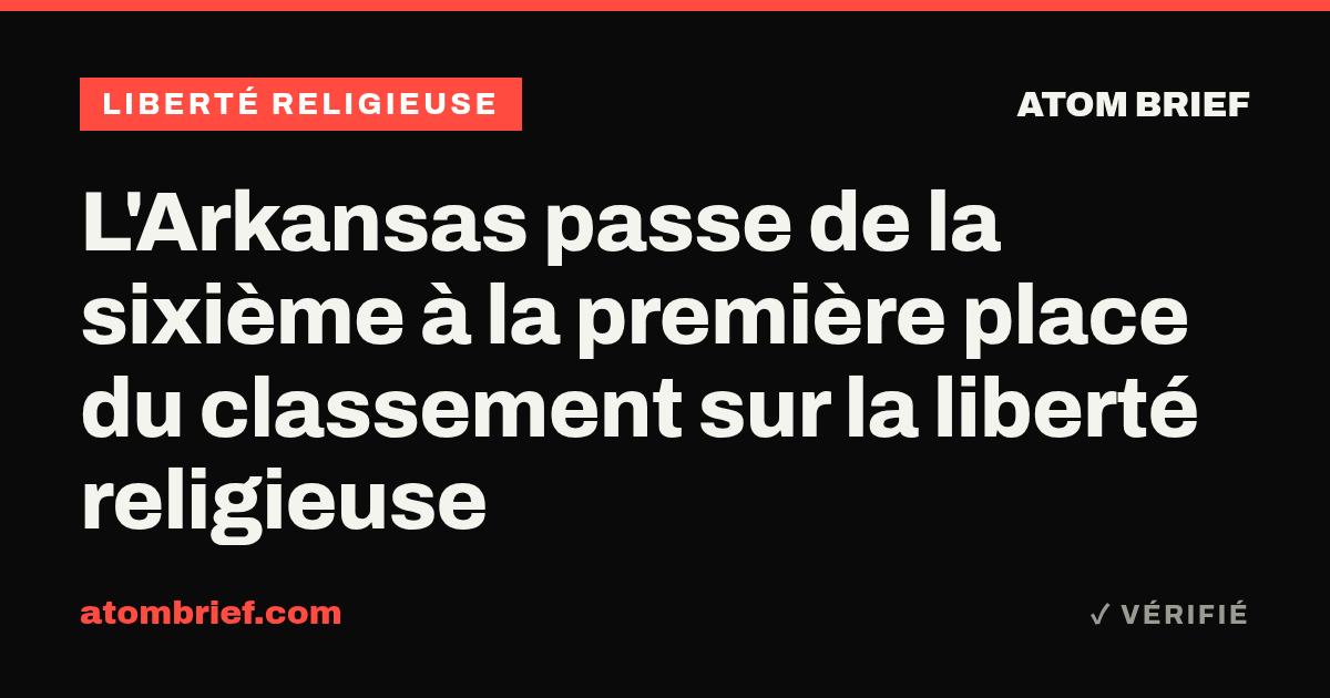 L'Arkansas passe de la sixième à la première place du classement sur la liberté religieuse