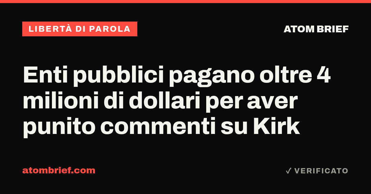 Enti pubblici pagano oltre 4 milioni di dollari per aver punito commenti su Kirk