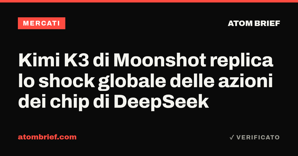 Kimi K3 di Moonshot replica lo shock globale delle azioni dei chip di DeepSeek