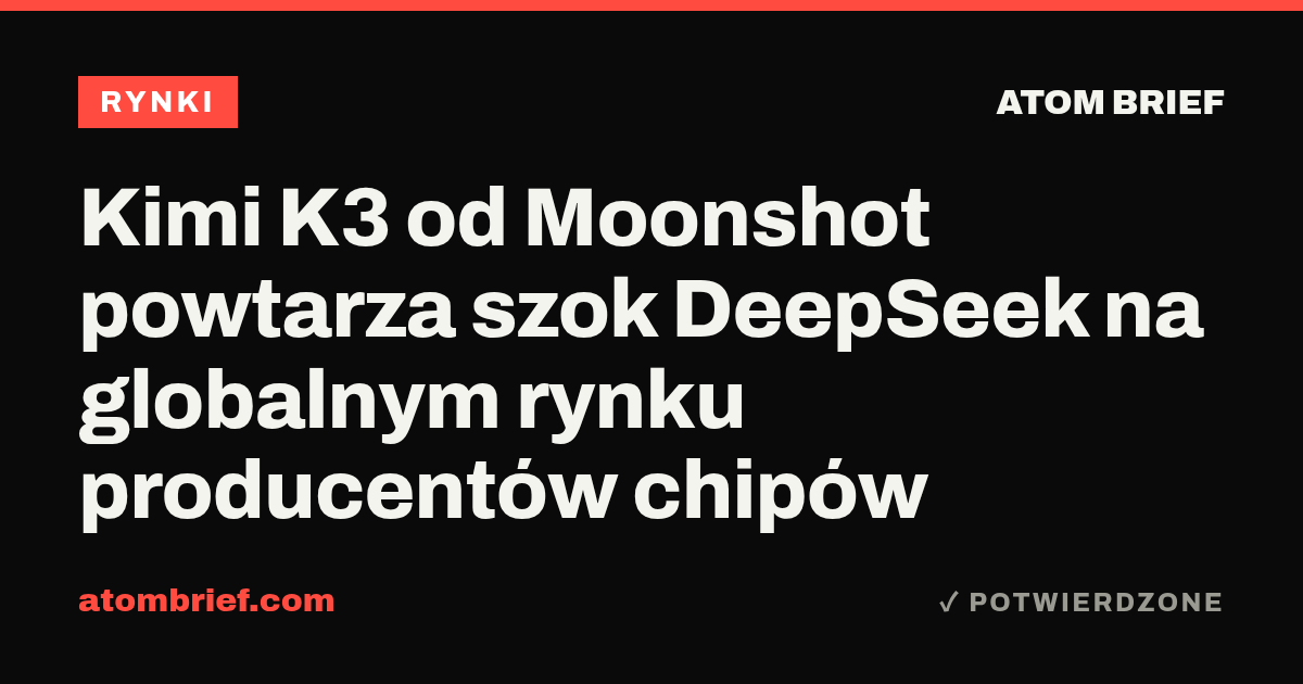 Kimi K3 od Moonshot powtarza szok DeepSeek na globalnym rynku producentów chipów