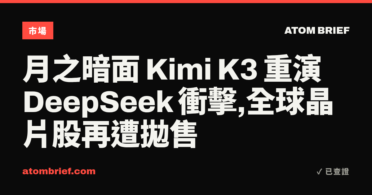 月之暗面 Kimi K3 重演 DeepSeek 衝擊,全球晶片股再遭拋售