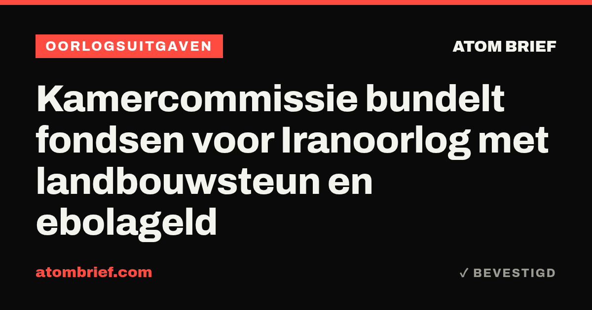Kamercommissie bundelt fondsen voor Iranoorlog met landbouwsteun en ebolageld