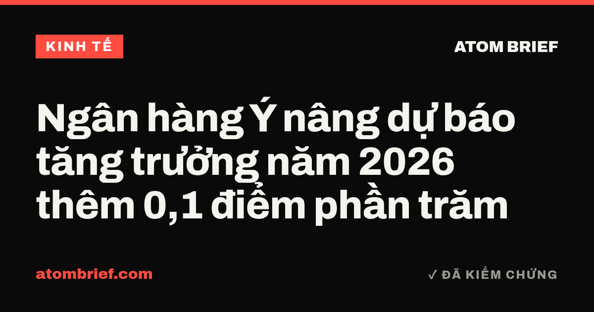 Ngân hàng Ý nâng dự báo tăng trưởng năm 2026 thêm 0,1 điểm phần trăm