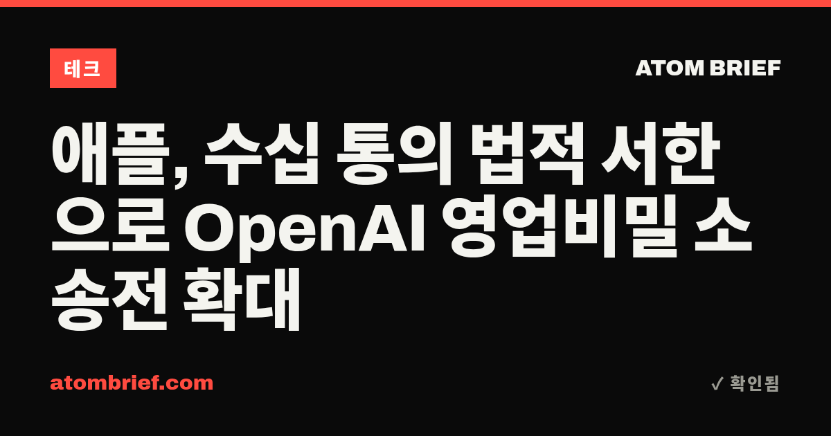 애플, 수십 통의 법적 서한으로 OpenAI 영업비밀 소송전 확대