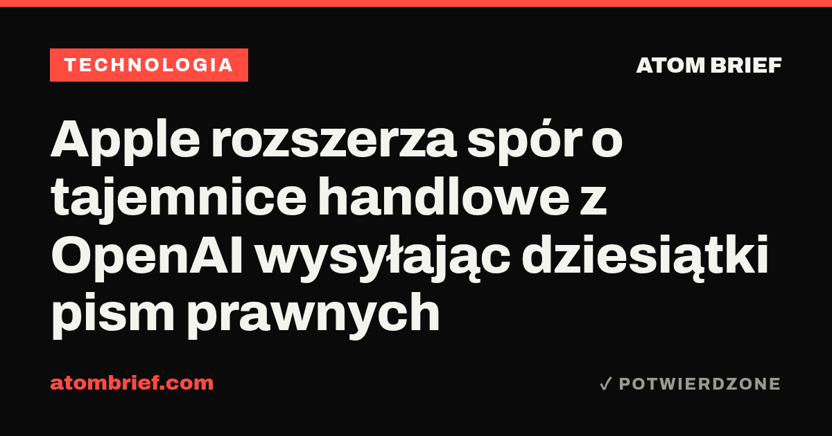 Apple rozszerza spór o tajemnice handlowe z OpenAI wysyłając dziesiątki pism prawnych