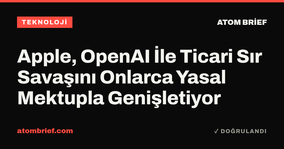 Apple, OpenAI İle Ticari Sır Savaşını Onlarca Yasal Mektupla Genişletiyor