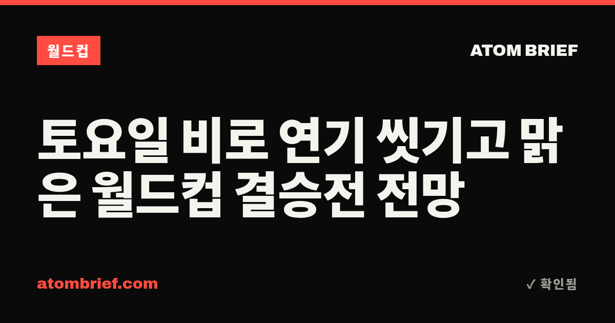 토요일 비로 연기 씻기고 맑은 월드컵 결승전 전망