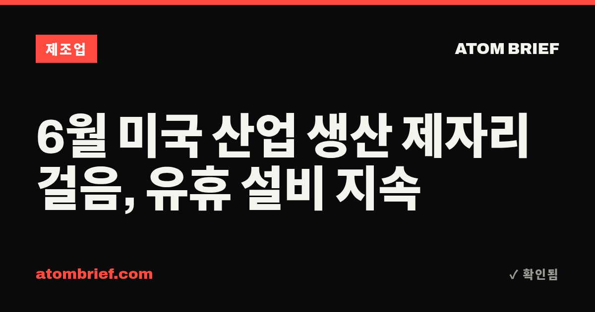 6월 미국 산업 생산 제자리걸음, 유휴 설비 지속
