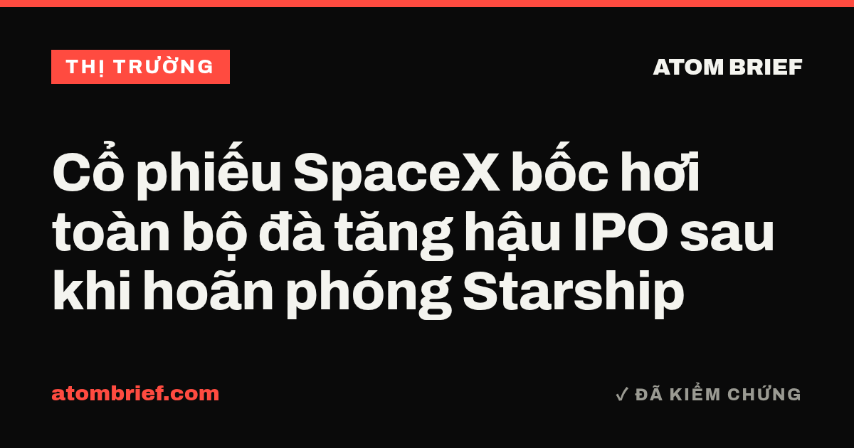 Cổ phiếu SpaceX bốc hơi toàn bộ đà tăng hậu IPO sau khi hoãn phóng Starship