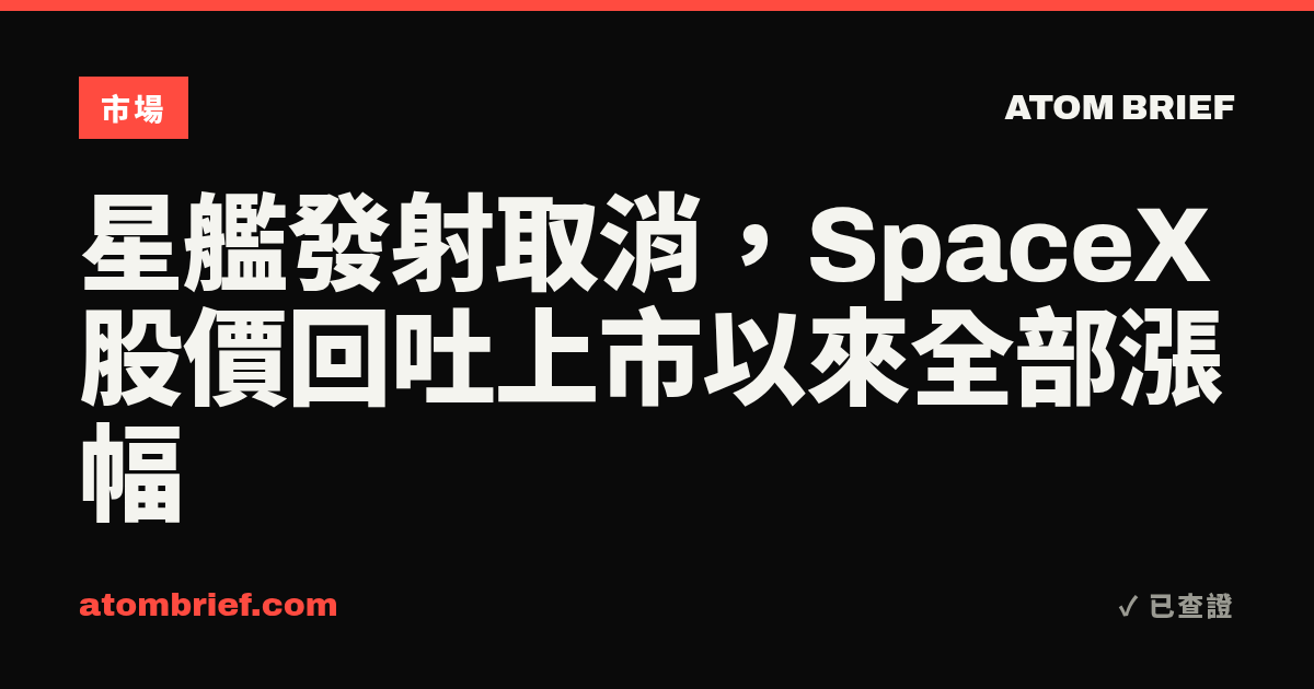 星艦發射取消，SpaceX股價回吐上市以來全部漲幅