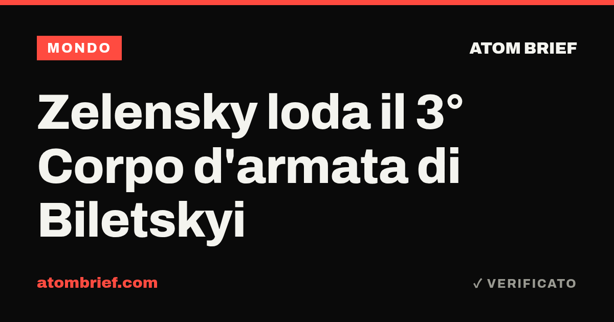 Zelensky loda il 3° Corpo d'armata di Biletskyi