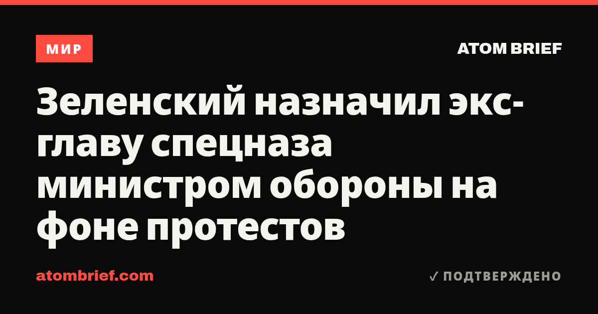 Зеленский назначил экс-главу спецназа министром обороны на фоне протестов