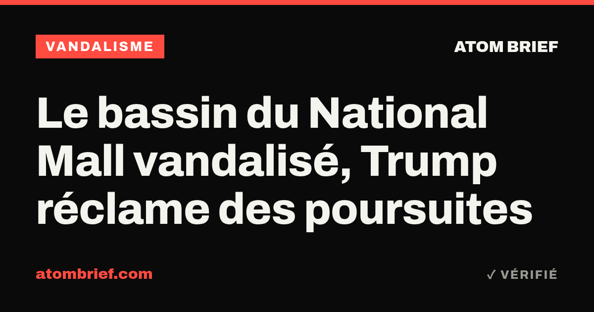 Le bassin du National Mall vandalisé, Trump réclame des poursuites