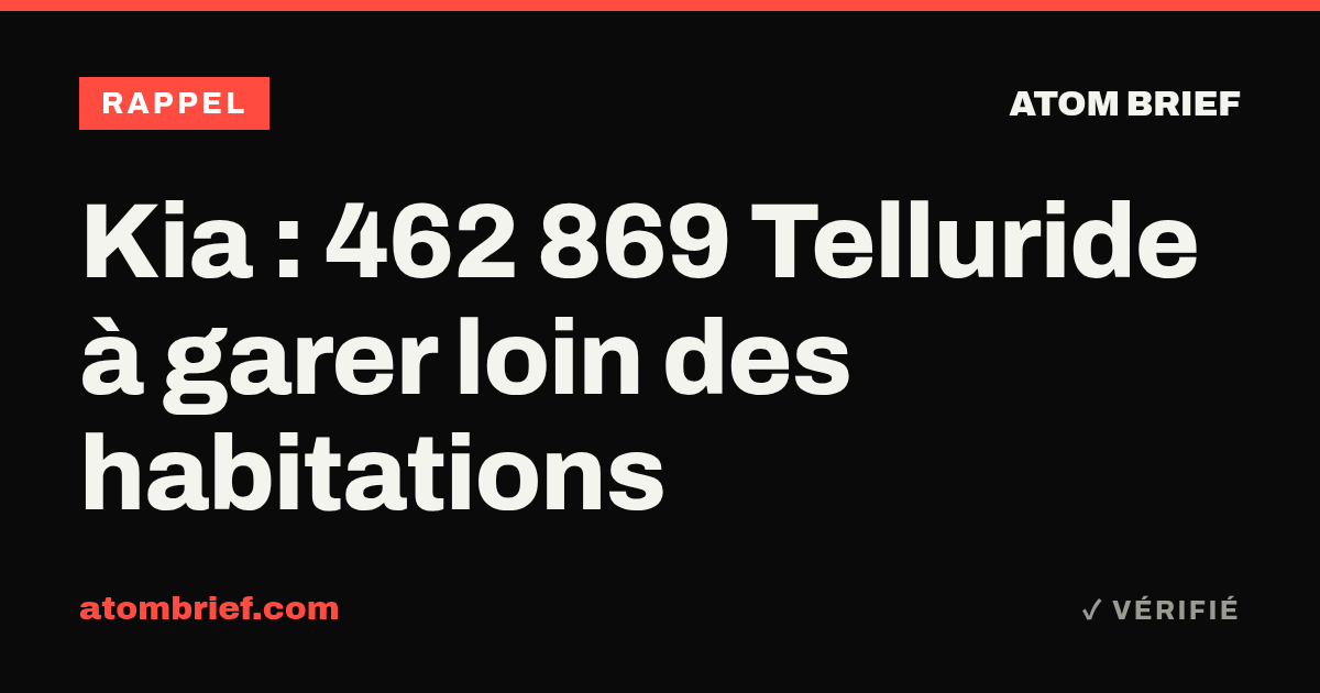 Kia : 462 869 Telluride à garer loin des habitations