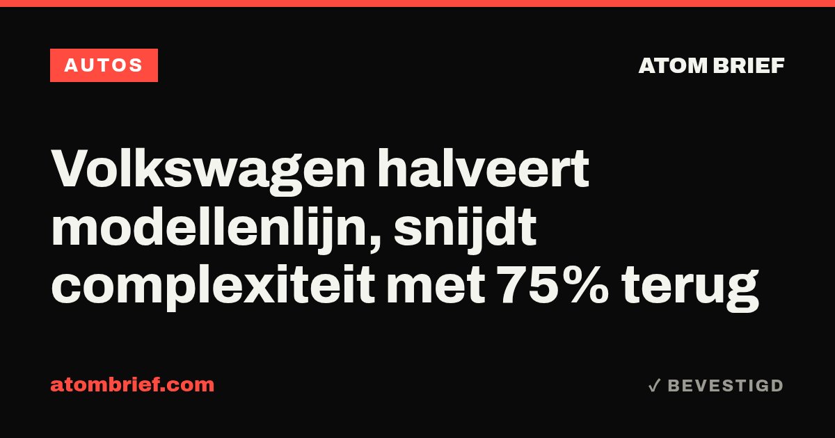 Volkswagen halveert modellenlijn, snijdt complexiteit met 75% terug