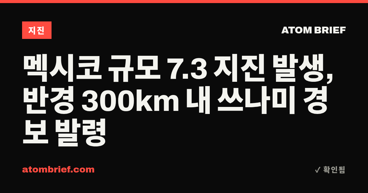 멕시코 규모 7.3 지진 발생, 반경 300km 내 쓰나미 경보 발령