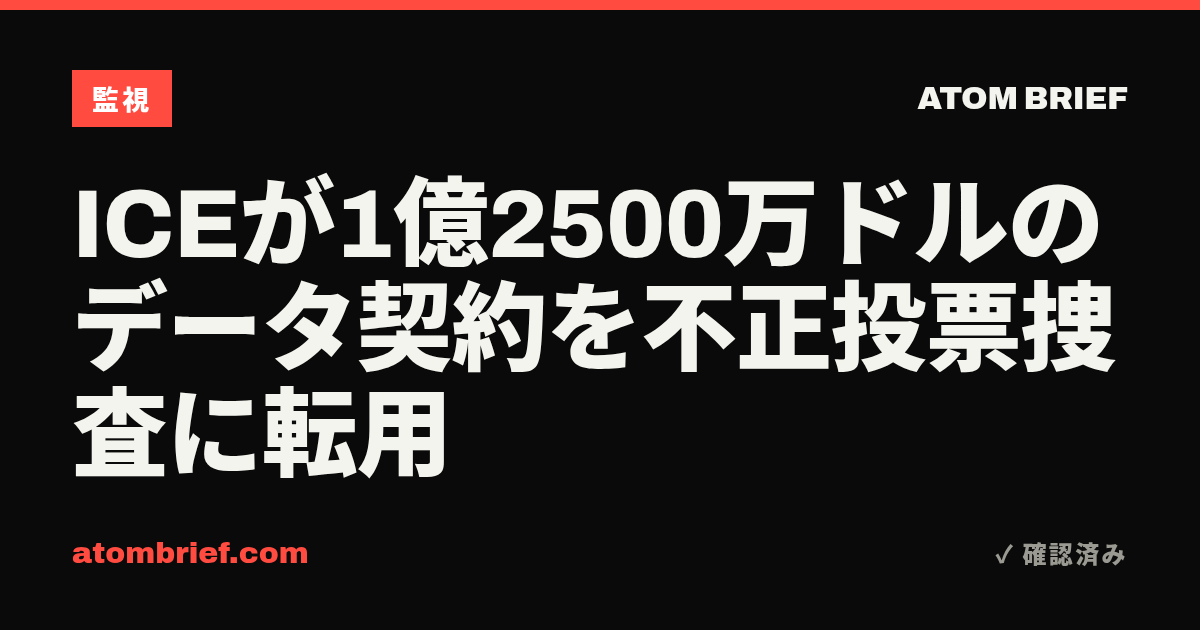 ICEが1億2500万ドルのデータ契約を不正投票捜査に転用